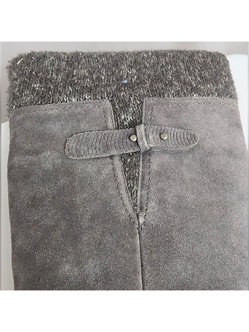 BareTraps Gray Sweater Cuff & Suede Faux Fur Lined Tall Boots 9 M Warm Winter - Picture 11 of 13